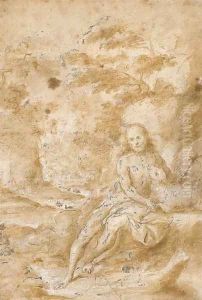 Saint John the Baptist seated in a landscape