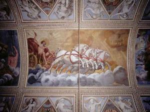 The Sun God driving his chariot across the sky, ceiling painting by Antonio Maria Viani