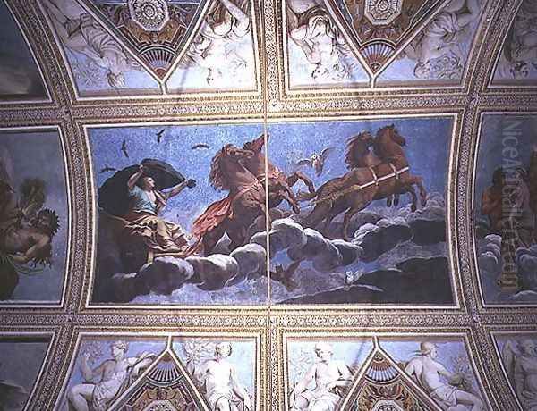 The Personification of Night riding across the sky in a chariot, ceiling painting - view 1