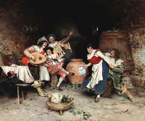 Merriment in the tavern by Francesco Vinea