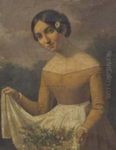 Giovane Donna Con Fiori by Eliseo Sala