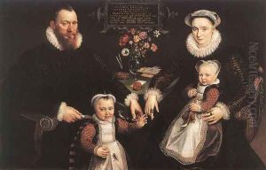 Portrait of Antonius Anselmus, His Wife and Their Children 1577 by Maarten de Vos