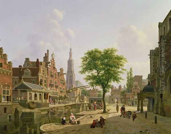 Dutch town scene with canal - view 1