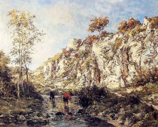 Figures In A Rocky Stream - view 1