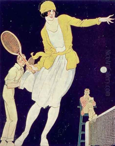 Tennis with Mademoiselle Suzanne Lenglen 1899-1938, illustration from La Vie au Grand Air, 1921 - view 1