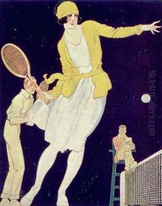 Tennis with Mademoiselle Suzanne Lenglen 1899-1938, illustration from La Vie au Grand Air, 1921 by Rene Vincent