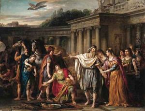 Priam leaving to beg Achilles for Hector's body by Joseph-Marie Vien