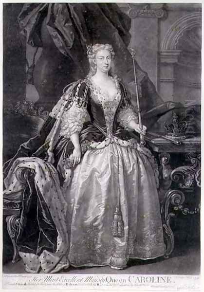 Portrait of Queen Caroline, 1736, engraved by John Faber (1684-1656) 1739 - view 1