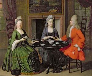 A Tea Party by Nicolaes Verkolje