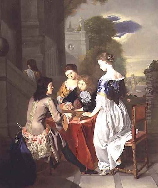 Elegant Company playing backgammon - view 1
