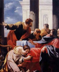 Mary Magdalen In The House Of Simon by Simon Vouet