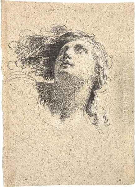 An angel looking up to the left - view 1