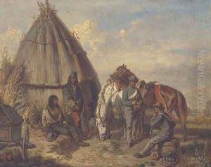 Guarding the prisoners by Adolf van der Venne
