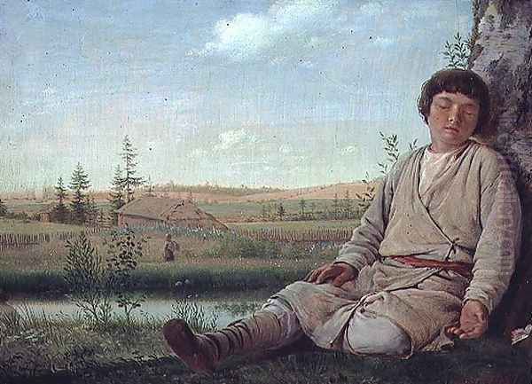 Sleeping Shepherd Boy, 1823-26 by Aleksei Gavrilovich Venetsianov