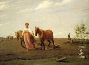Ploughing in Spring, 1820s by Aleksei Gavrilovich Venetsianov