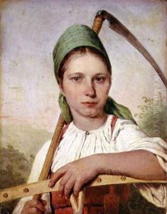 Peasant Woman with a Scythe and Rake, c.1825 by Aleksei Gavrilovich Venetsianov