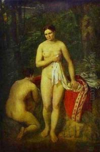 Bather 1820-1830 by Aleksei Gavrilovich Venetsianov