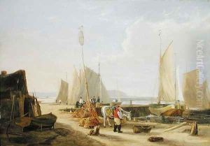 A Harbour Scene in the Isle of Wight, looking towards the Needles, 1824 by George Vincent