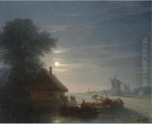 Ukrainian Landscape At Night by Ivan Konstantinovich Aivazovsky
