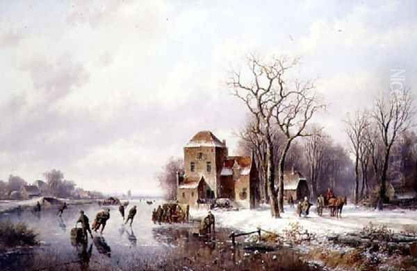 Winter Scene with a Horse and Cart on a Track - view 1