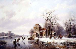 Winter Scene with a Horse and Cart on a Track by Willem Vester