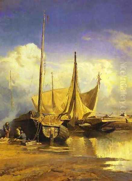 Barges on Volga 1870 - view 1