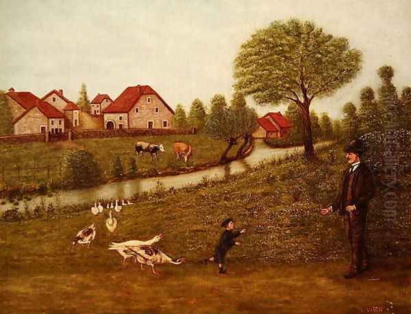 Child with Geese - view 1