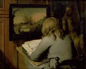 A Young Boy Copying a Painting by Wallerant Vaillant