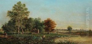 Landscape With Country Family by Henry John Boddington