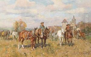 A rest during the ride by Wilhelm Velten