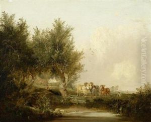 Peasants Working The Fields With Horses by Henry John Boddington