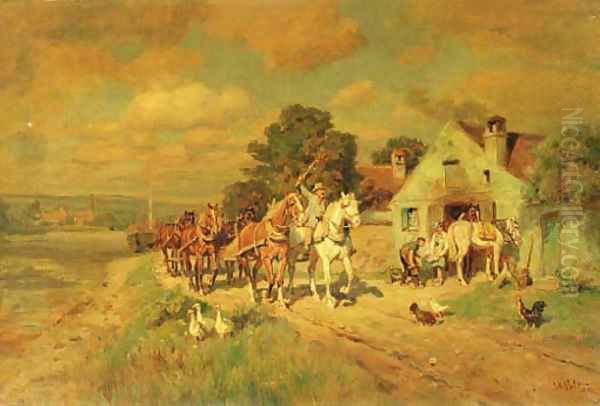 Horses on a country path - view 1