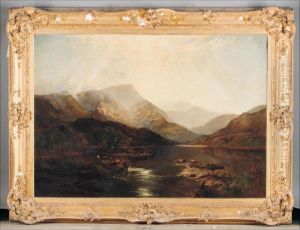 Cattle Watering In Snowdonia by Henry John Boddington