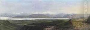 View Of The Swiss Alps With Mont Blanc In The Distance by Carlo Bossoli