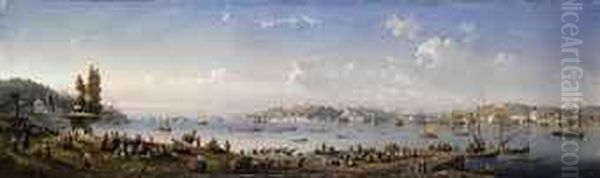 A Panorama Of Constantinople From Uskudar by Carlo Bossoli