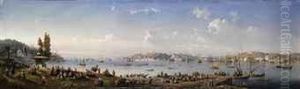 A Panorama Of Constantinople From Uskudar by Carlo Bossoli