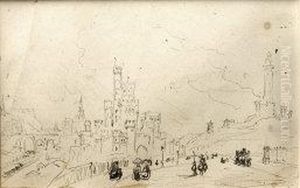 "veduta Del Castello Di Edimburgo" 1850 by Carlo Bossoli