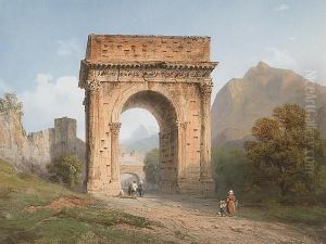 The Roman Arch At Susa by Carlo Bossoli