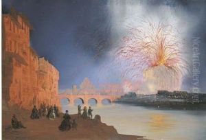 Roma, Fuochi D'artificio A Castel S.angelo by Carlo Bossoli