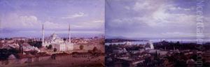 Views Of Constantinople: A Pair Of Gouaches by Carlo Bossoli