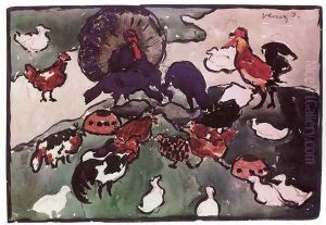 Poultry-run design for a tapestry c. 1904 by Janos Vaszary