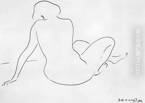 Synthetic Lines Seated Nude, Backwards 1910 - view 1