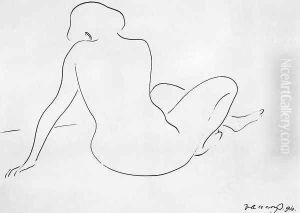 Synthetic Lines Seated Nude, Backwards 1910