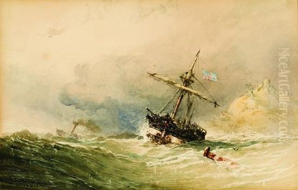 Distressed Ship In A Stormy Sea - view 1