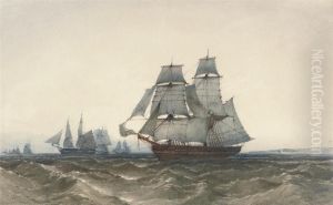 Merchantmen In The Channel At Dusk