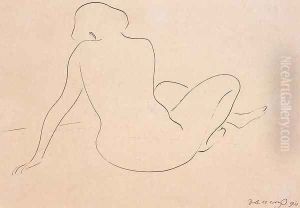 Seated Nude Viewed from Behind 1910 by Janos Vaszary
