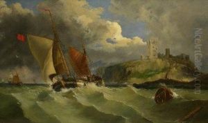 A Breezy Day Off Dunstanborough Castle Northumberland by John Callow