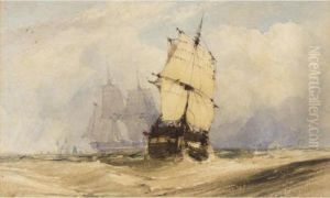 A Fishing Cutter; A Barque; Approaching The Quay; Fishing Boats At Sunset by John Callow