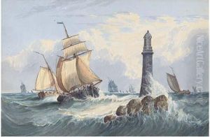 Traders And Other Vessels Off The Eddystone Lighthouse