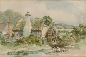 Children Fishing A Mill Stream